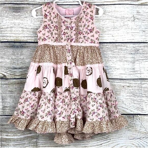 Cutey couture Summer Dress Button Down Cotton Pink Floral Sleeveless 2-3 year - Picture 1 of 10